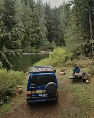 Nice spot among firs by the lake. The Woss Lake Recreation Site.