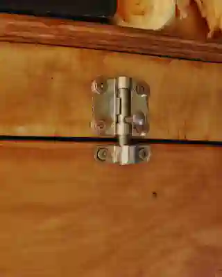 Latch securing our cupboard doors.