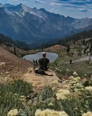 Georg and Momo enjoying the view during our 3-day hike through the Trinity Alps.